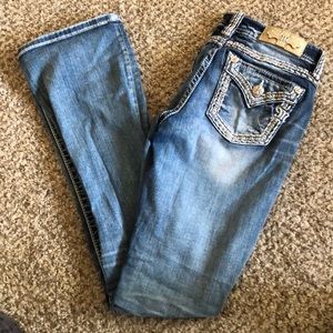 Miss me- false button back pocket bling